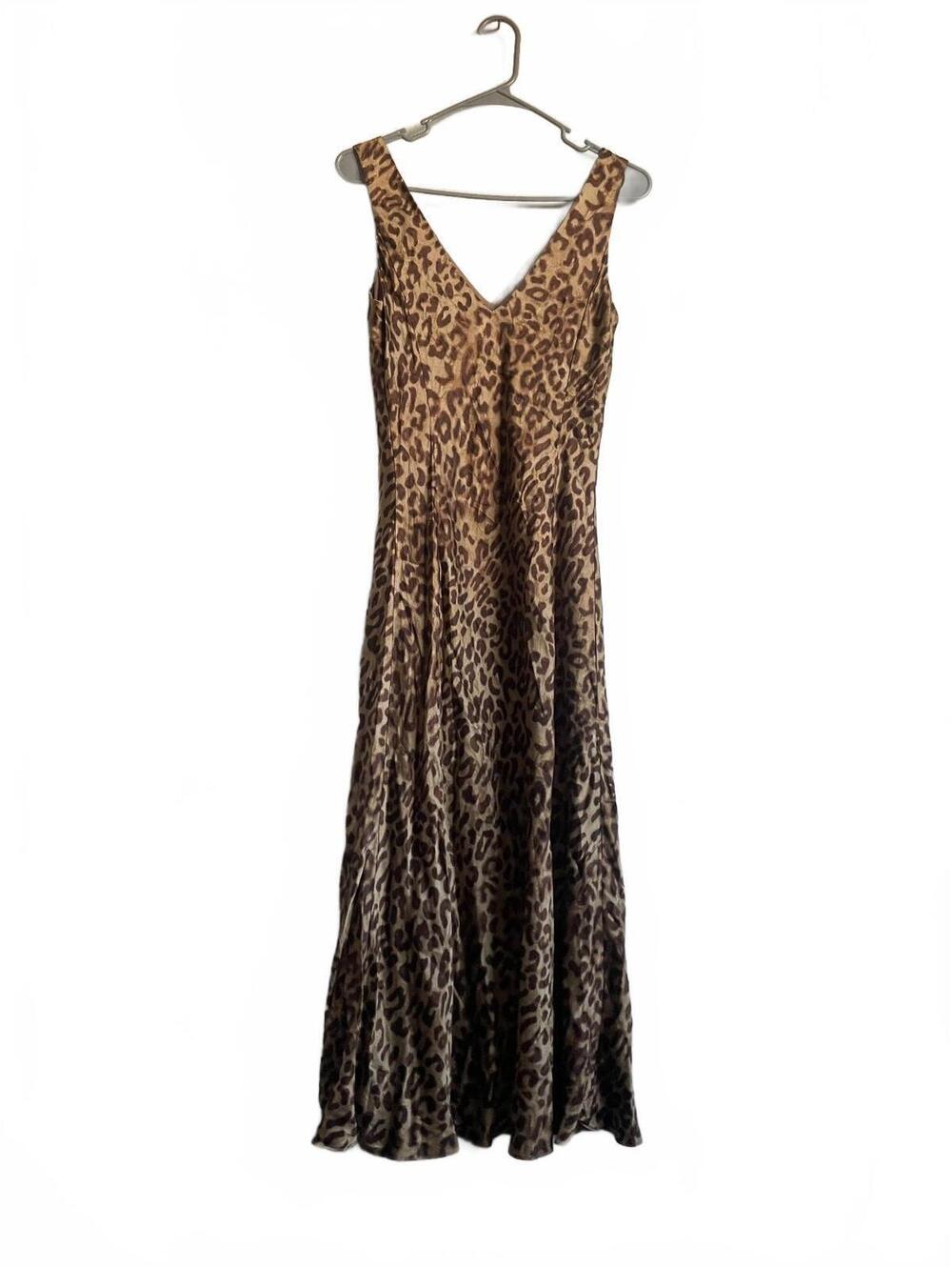 Vintage 100% silk cheetah Jones New York leopard glam sleeveless maxi dress 6 - Picture 2 of 5